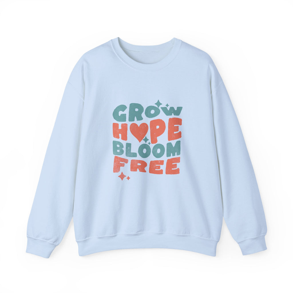 Classic Gildan 18000 Unisex Sweatshirt – Grow Hope, Bloom Free | Christian Faith Apparel