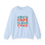 Classic Gildan 18000 Unisex Sweatshirt – Grow Hope, Bloom Free | Christian Faith Apparel