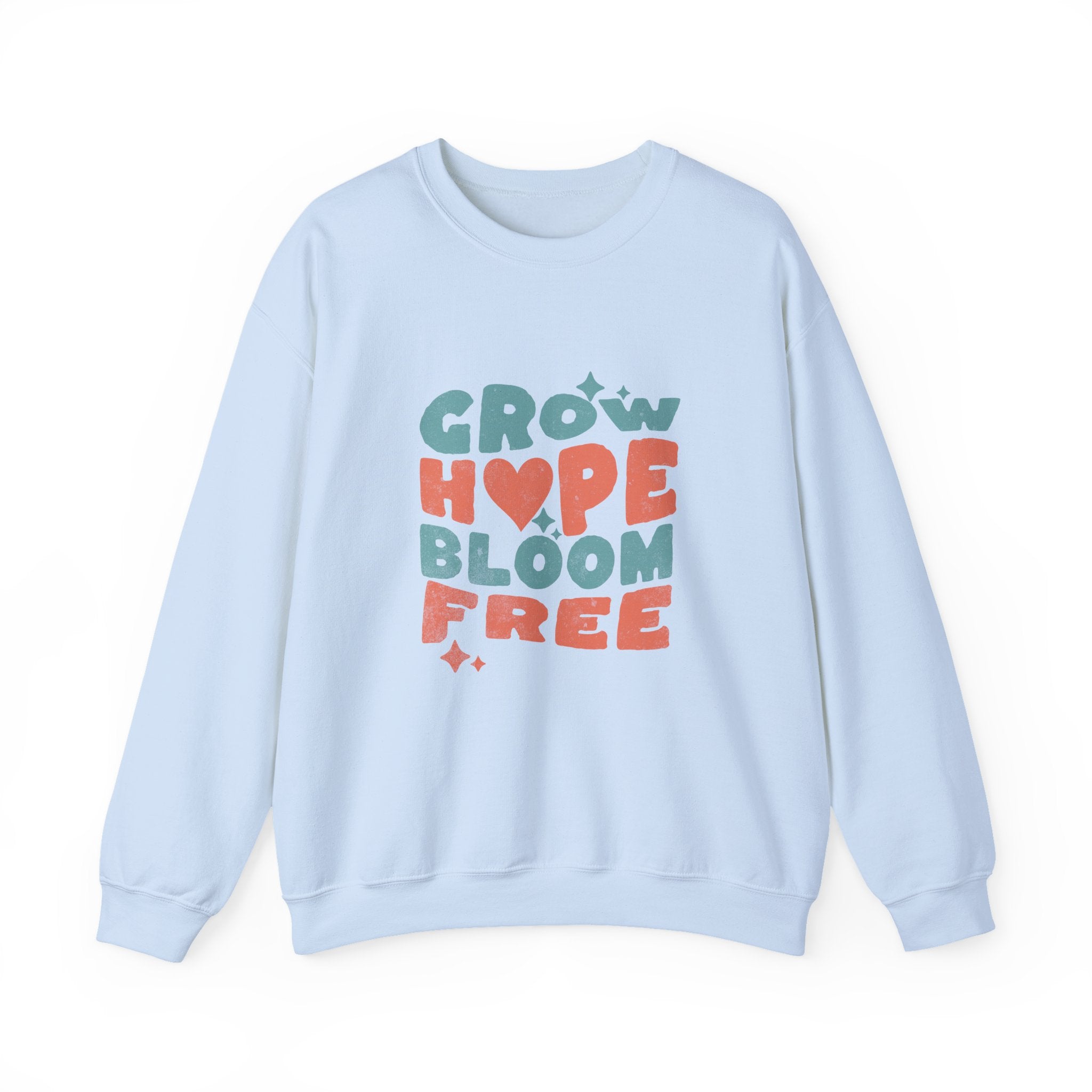 Classic Gildan 18000 Unisex Sweatshirt – Grow Hope, Bloom Free | Christian Faith Apparel