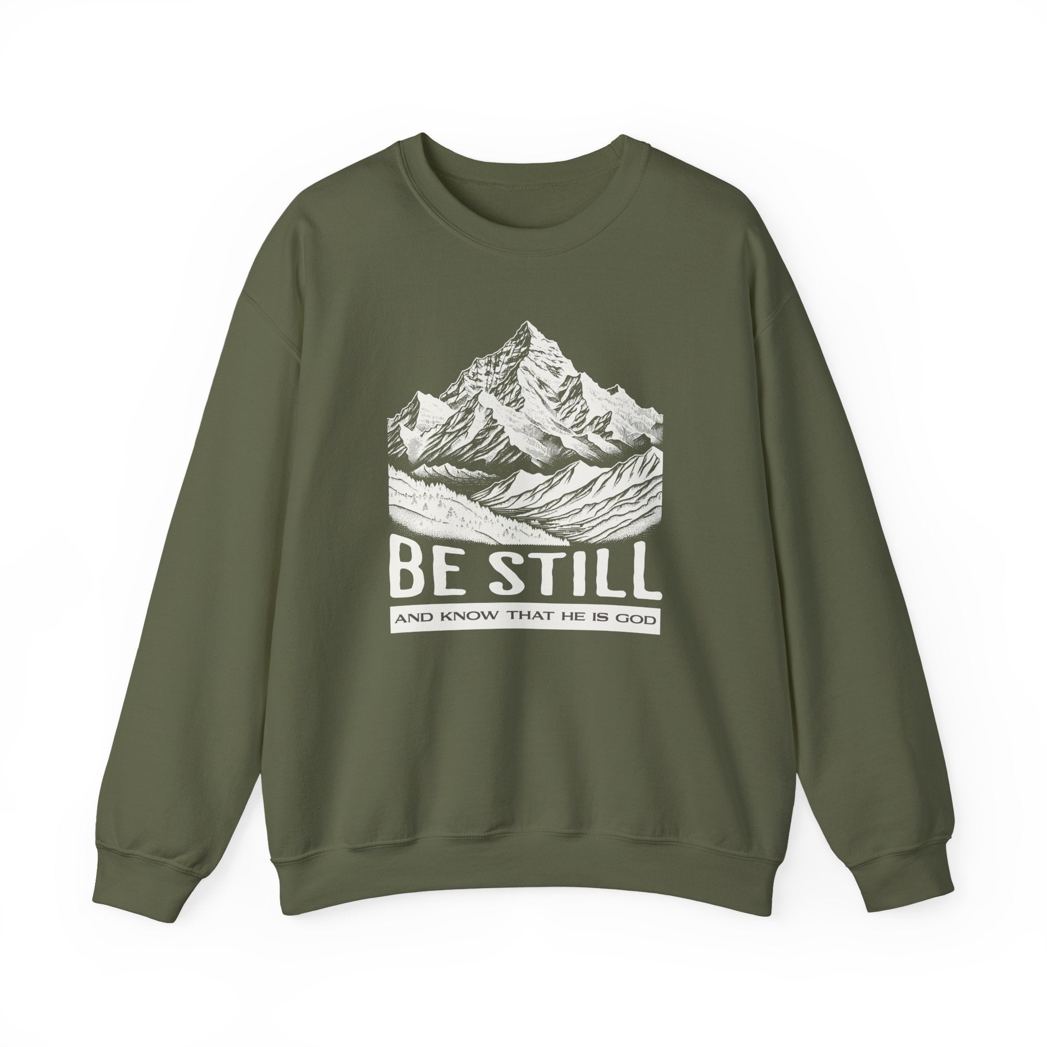 Christian Sweatshirt – “Be Still and Know That He Is God” | Faith-Based Unisex Crewneck