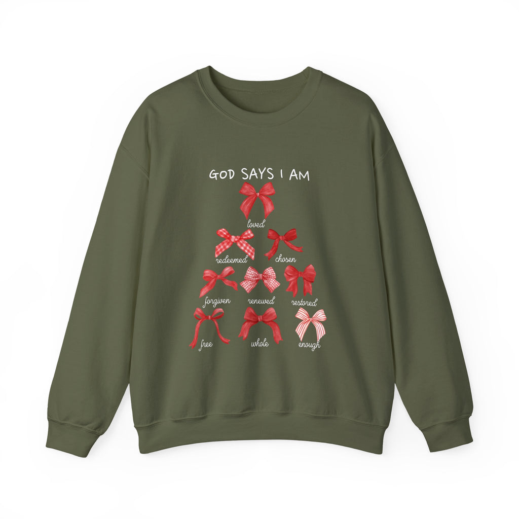 Christmas Collection – “God Says I Am” Sweatshirt| Christian Apparel & Gifts