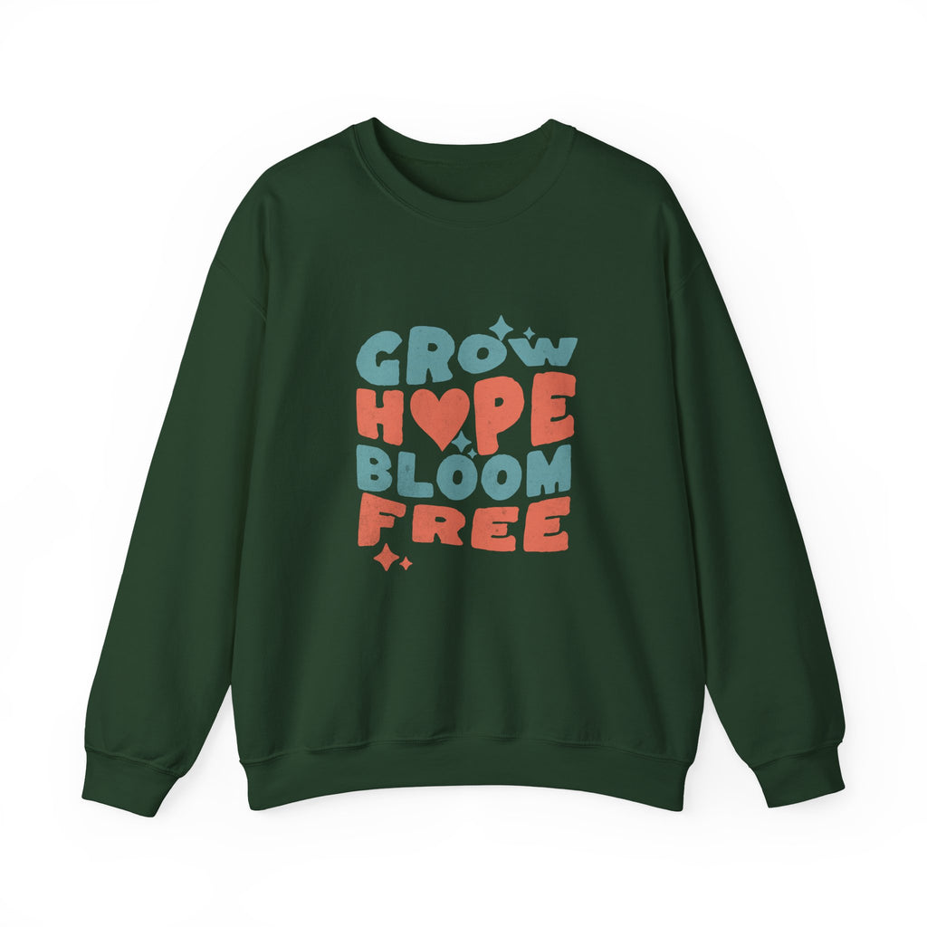 Classic Gildan 18000 Unisex Sweatshirt – Grow Hope, Bloom Free | Christian Faith Apparel