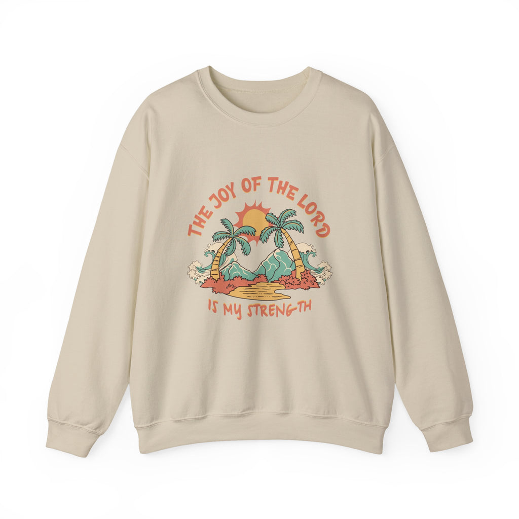 Christian Sweatshirt – “The Joy of the Lord Is My Strength” | Faith-Based Unisex Crewneck