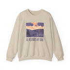 Christian Sweatshirt – “He Restores My Soul” | Faith-Based Comfort Fleece Crewneck