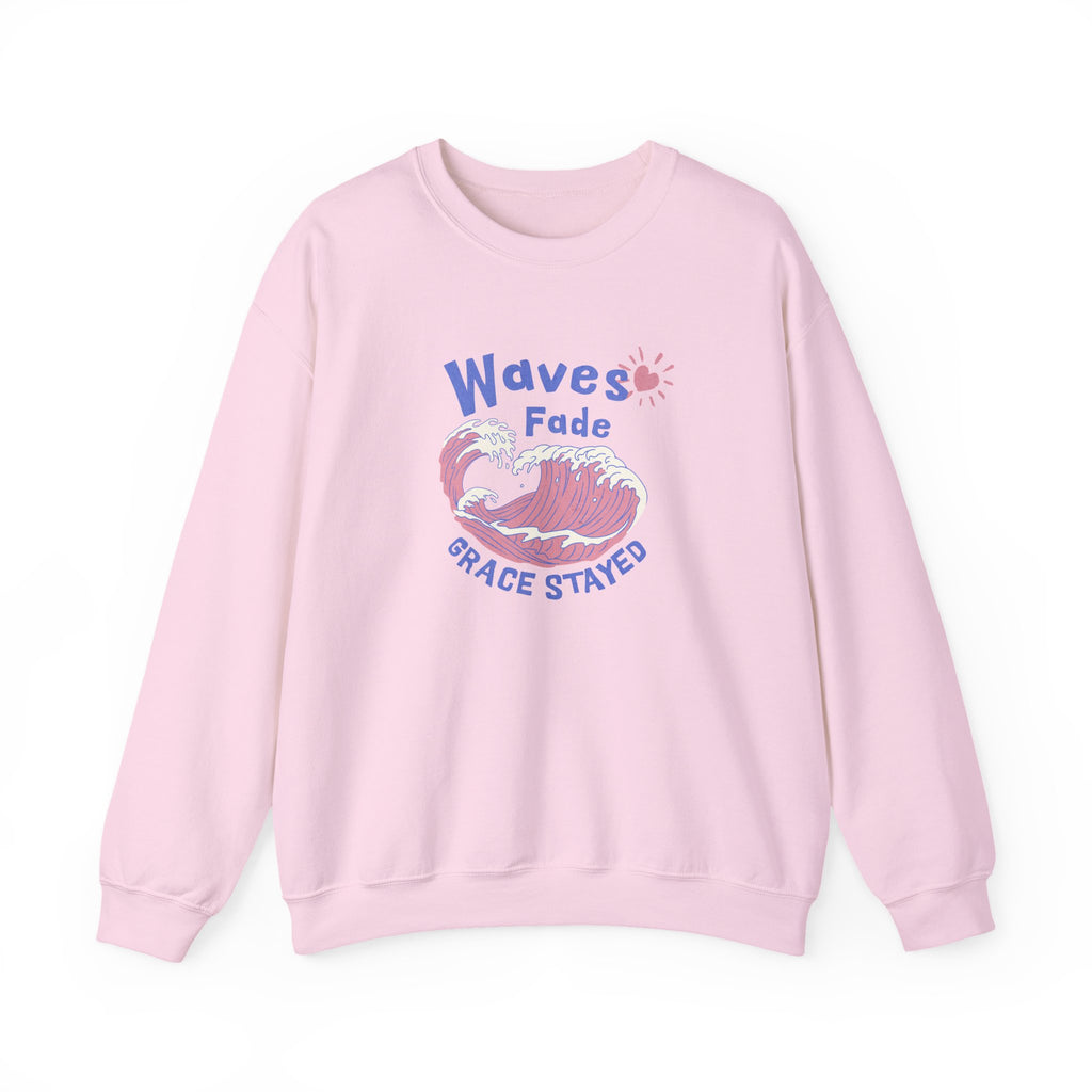 Classic Unisex Sweatshirt – Waves Fade, Grace Stayed | Christian Faith Apparel
