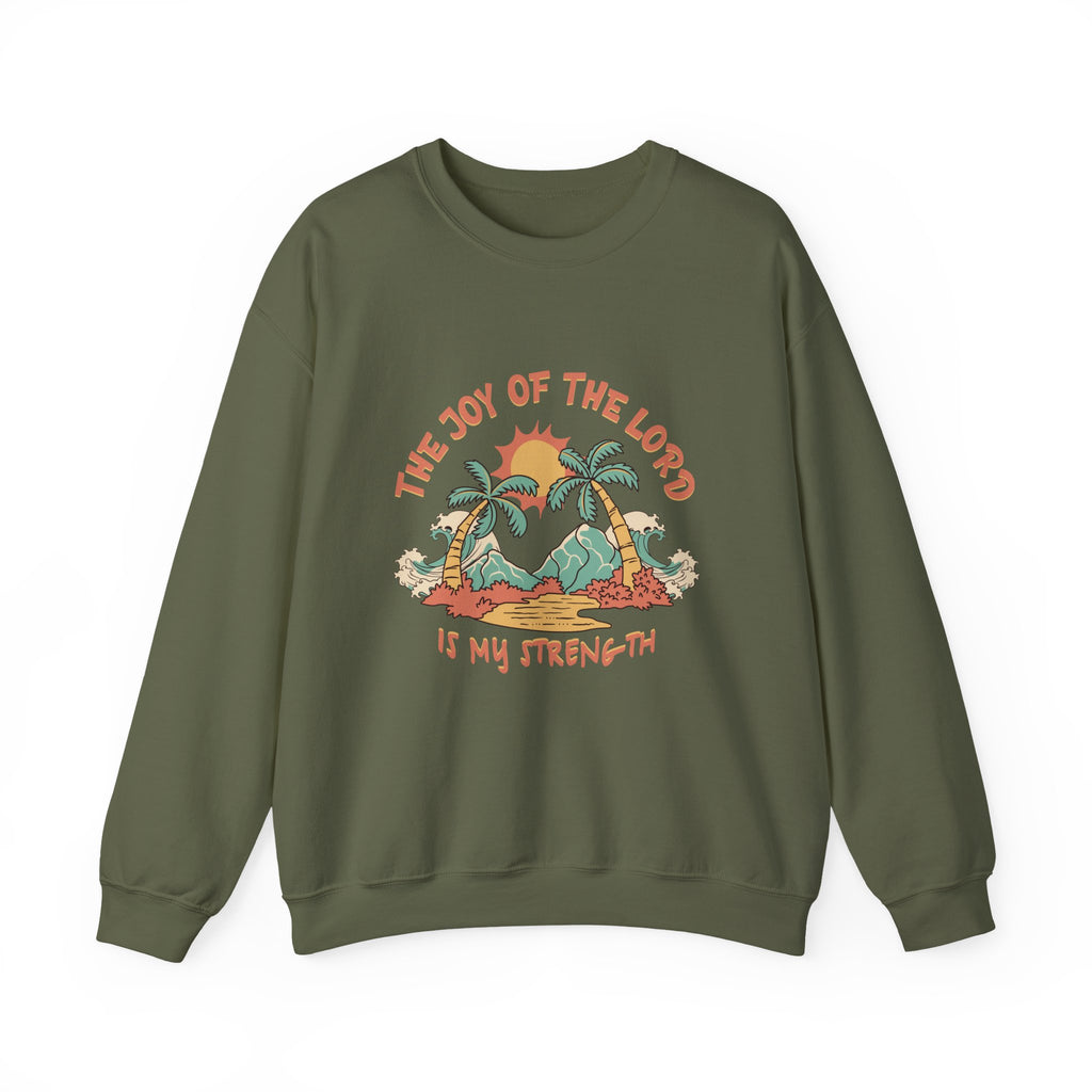 Christian Sweatshirt – “The Joy of the Lord Is My Strength” | Faith-Based Unisex Crewneck