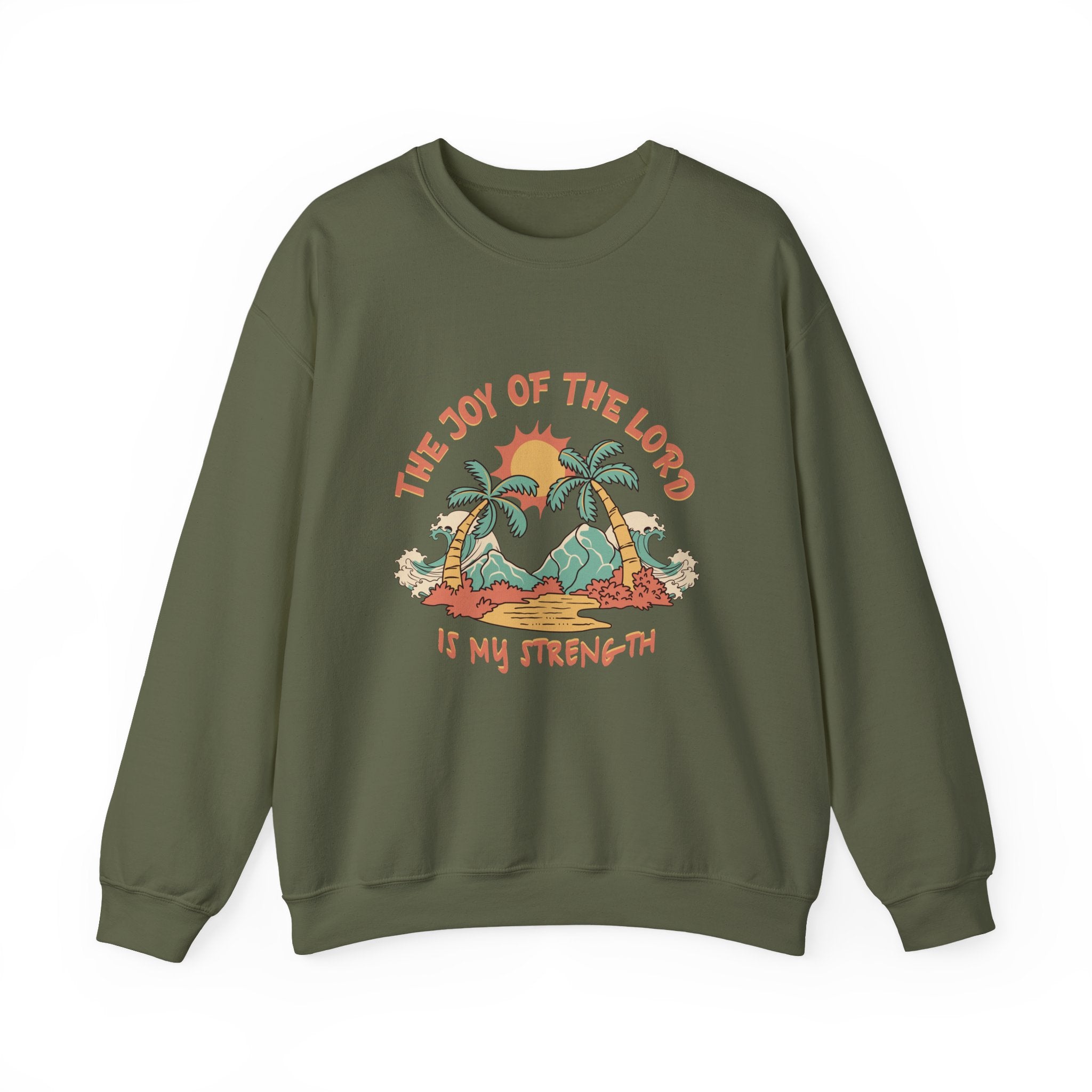 Christian Sweatshirt – “The Joy of the Lord Is My Strength” | Faith-Based Unisex Crewneck