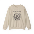 Christian Sweatshirt – “Give Thanks, Beauty Blooms from Broken Soil” | Unisex Faith-Based Crewneck