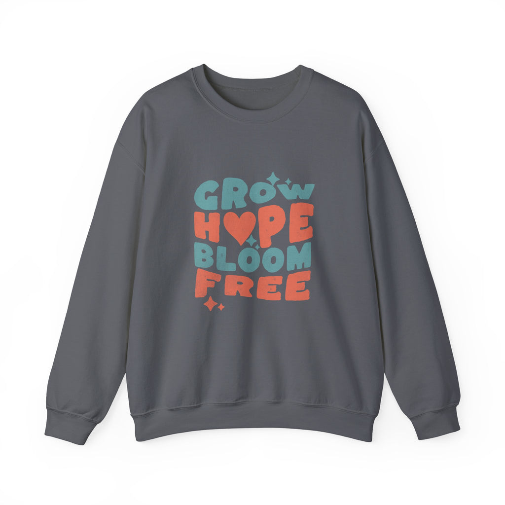 Classic Gildan 18000 Unisex Sweatshirt – Grow Hope, Bloom Free | Christian Faith Apparel