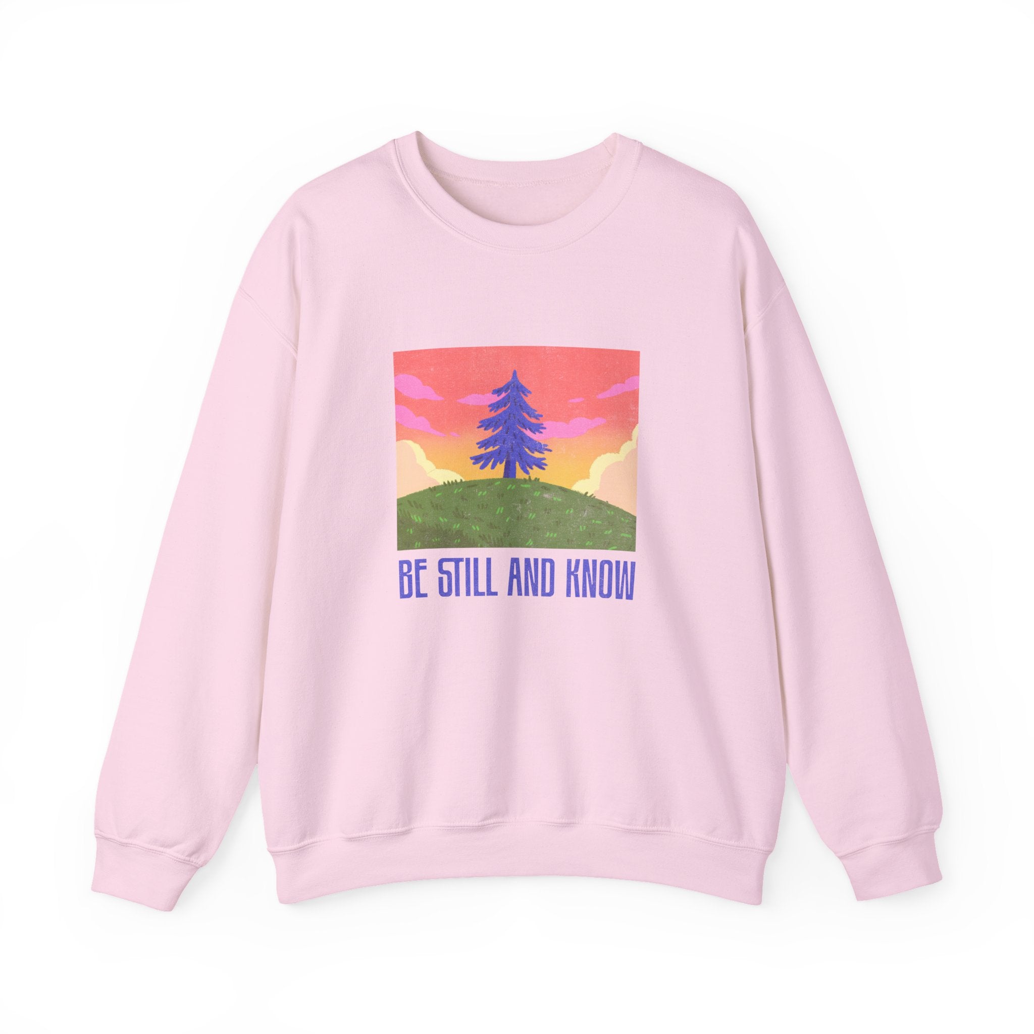 Christian Sweatshirt – “Be Still and Know” | Unisex Faith-Based Crewneck