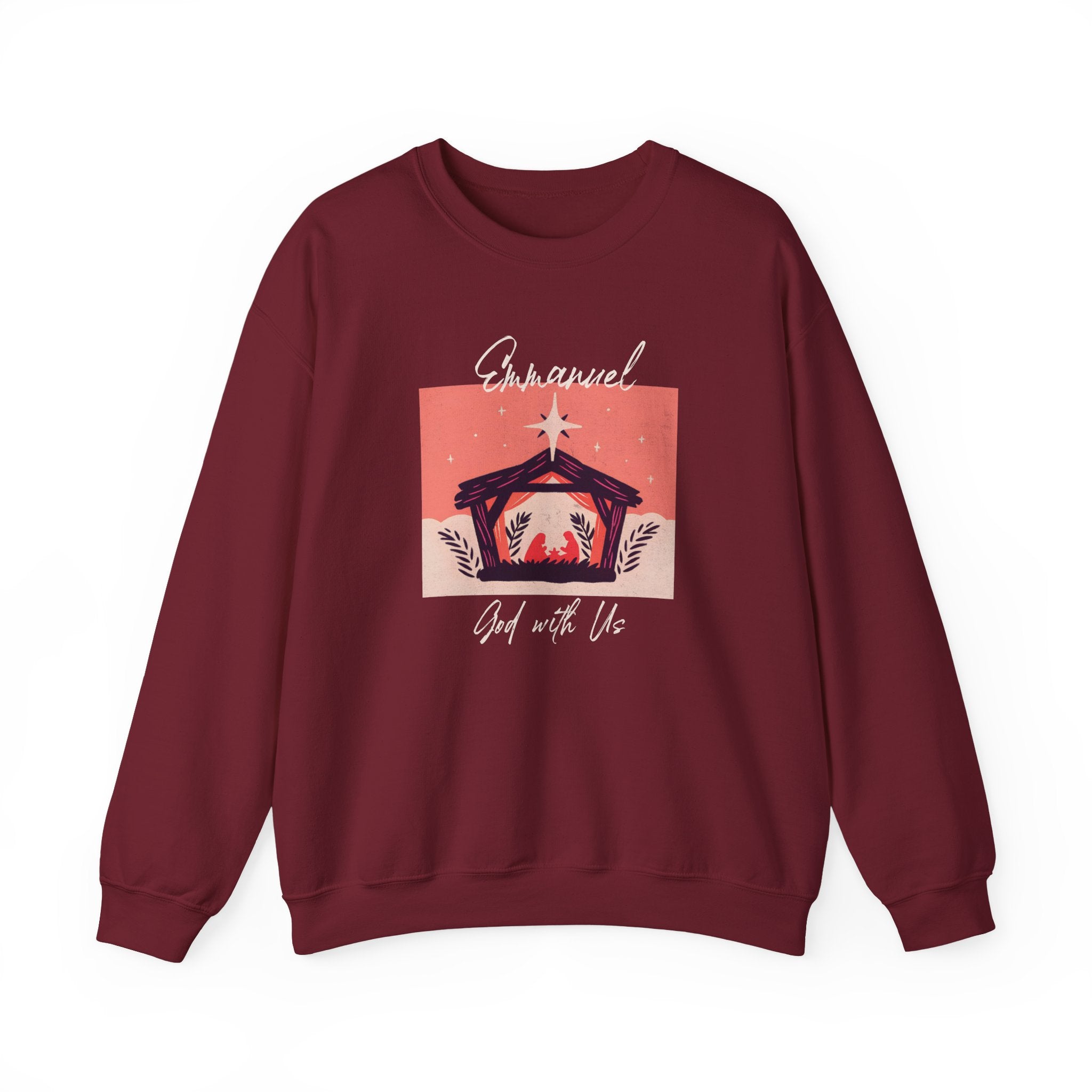 Christian Christmas Sweatshirt – “Emmanuel: God With Us” | Unisex Faith-Based Holiday Crewneck