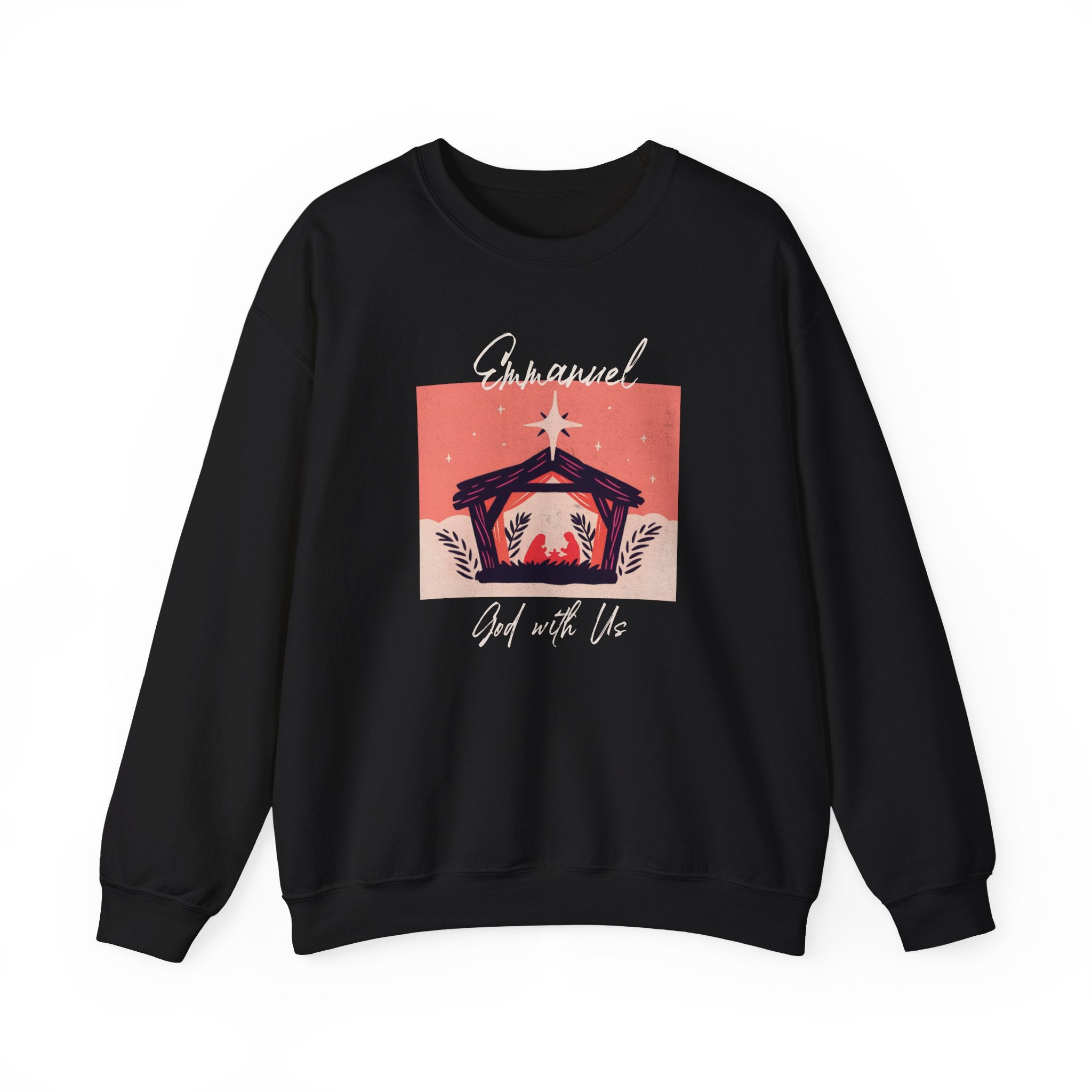 Christian Christmas Sweatshirt – “Emmanuel: God With Us” | Unisex Faith-Based Holiday Crewneck