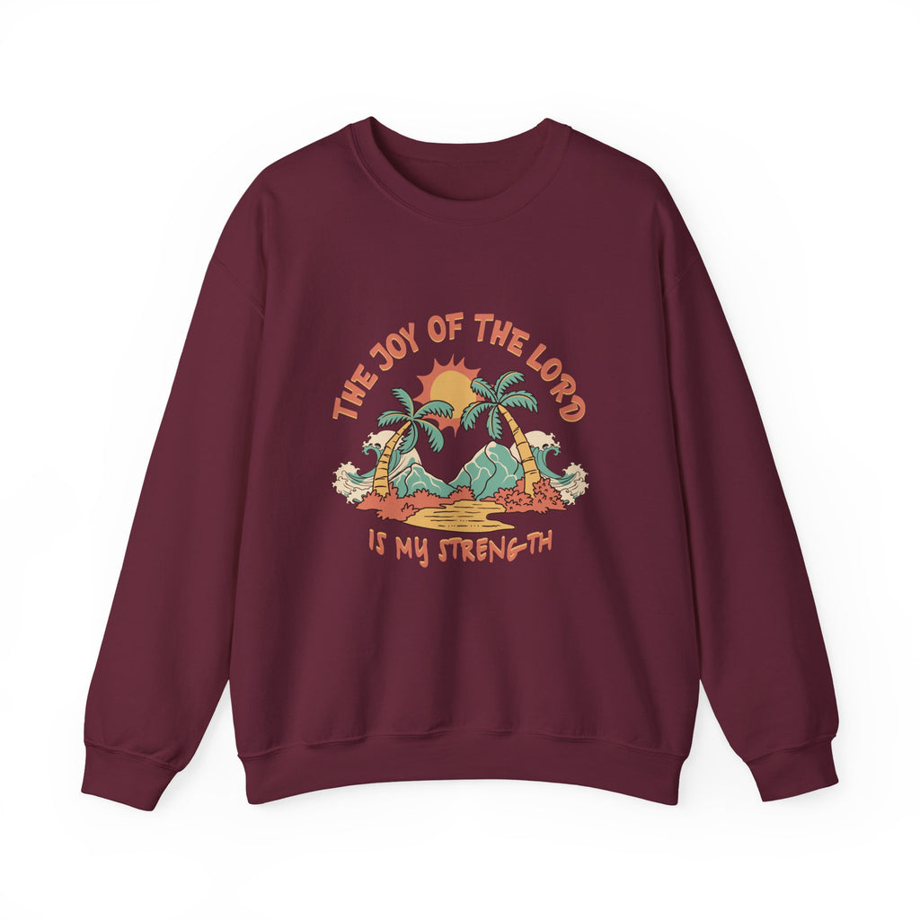 Christian Sweatshirt – “The Joy of the Lord Is My Strength” | Faith-Based Unisex Crewneck