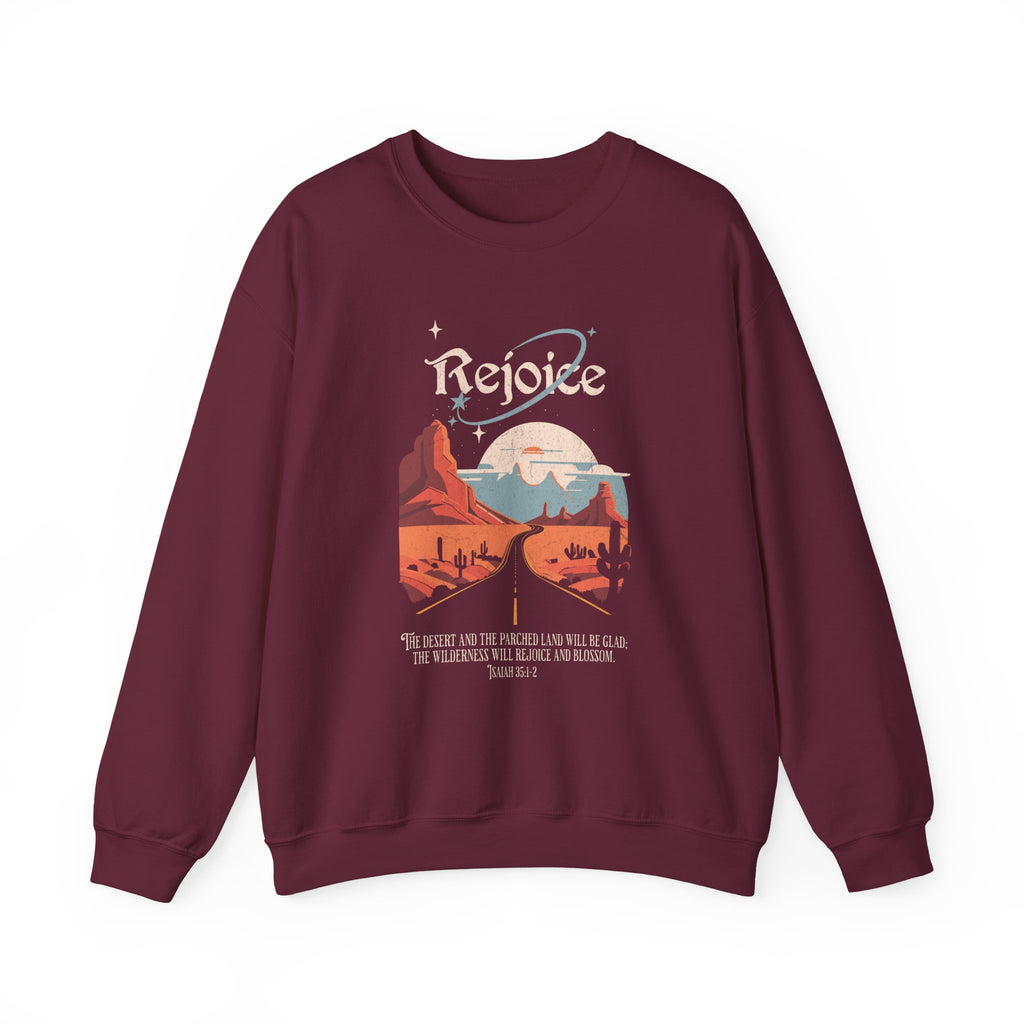 Christian Sweatshirt – “Rejoice, The Wilderness Will Rejoice and Blossom” | Unisex Faith-Based Crewneck