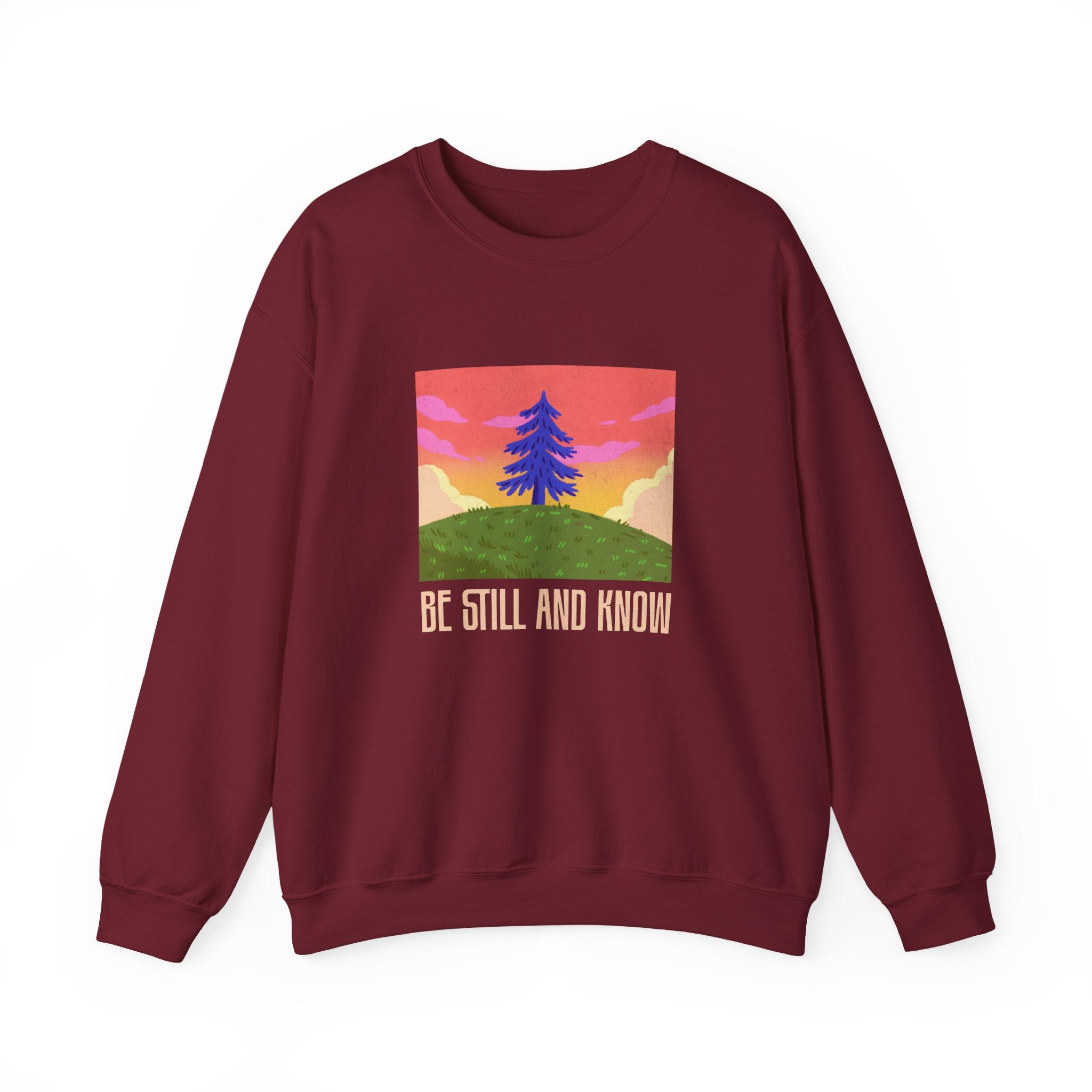 Christian Sweatshirt – “Be Still and Know” | Unisex Faith-Based Crewneck