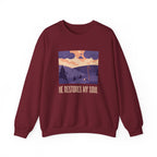 Christian Sweatshirt – “He Restores My Soul” | Faith-Based Comfort Fleece Crewneck
