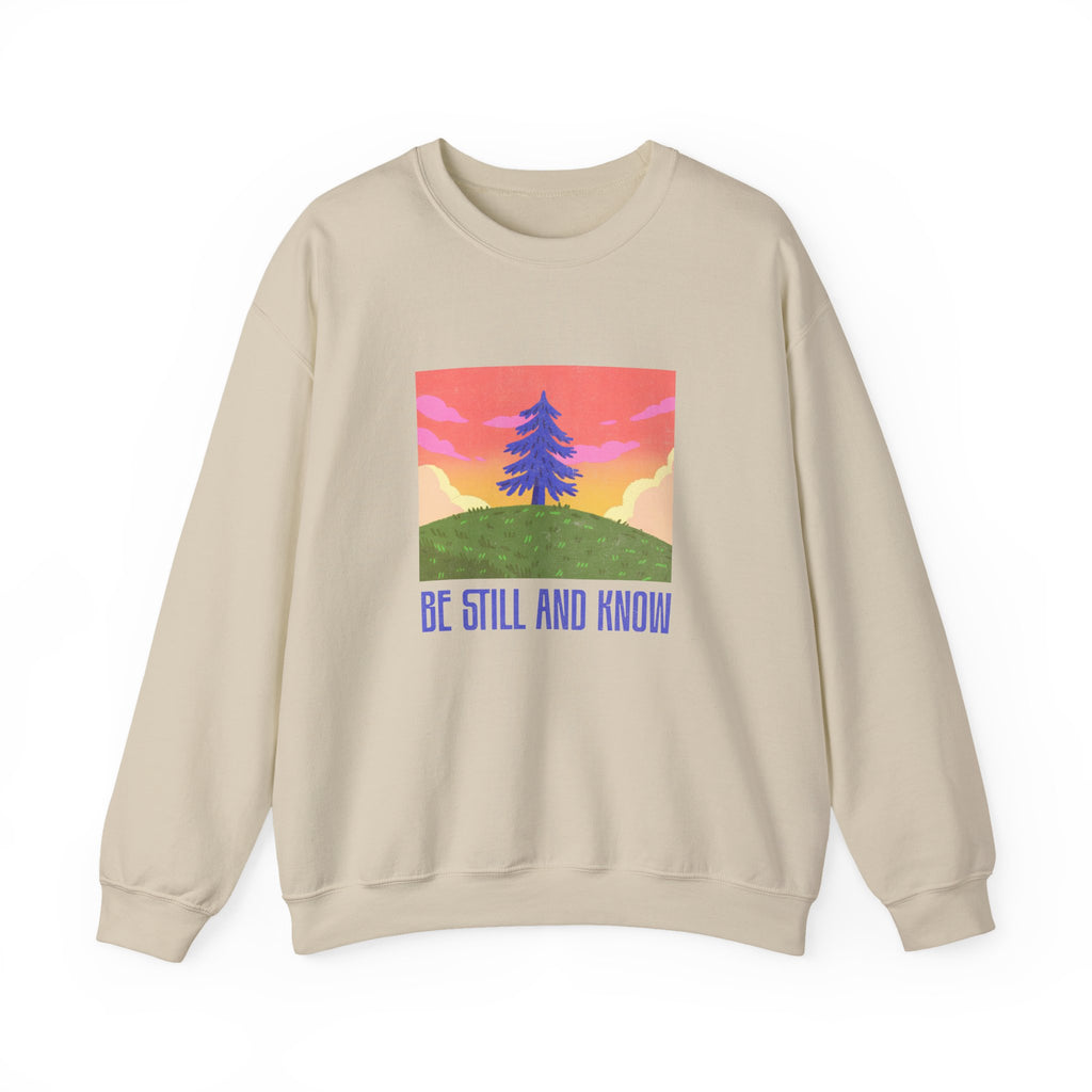 Christian Sweatshirt – “Be Still and Know” | Unisex Faith-Based Crewneck