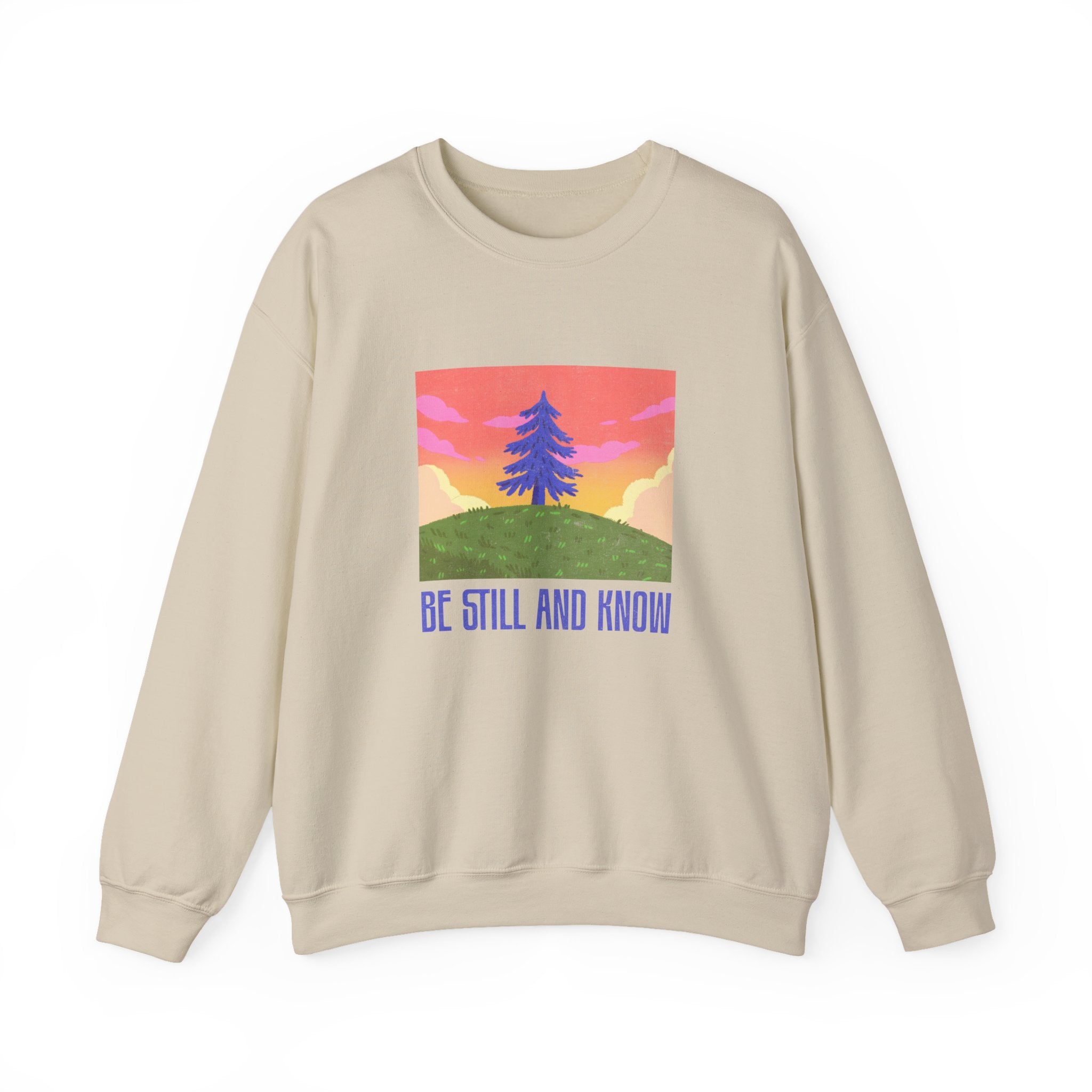 Christian Sweatshirt – “Be Still and Know” | Unisex Faith-Based Crewneck