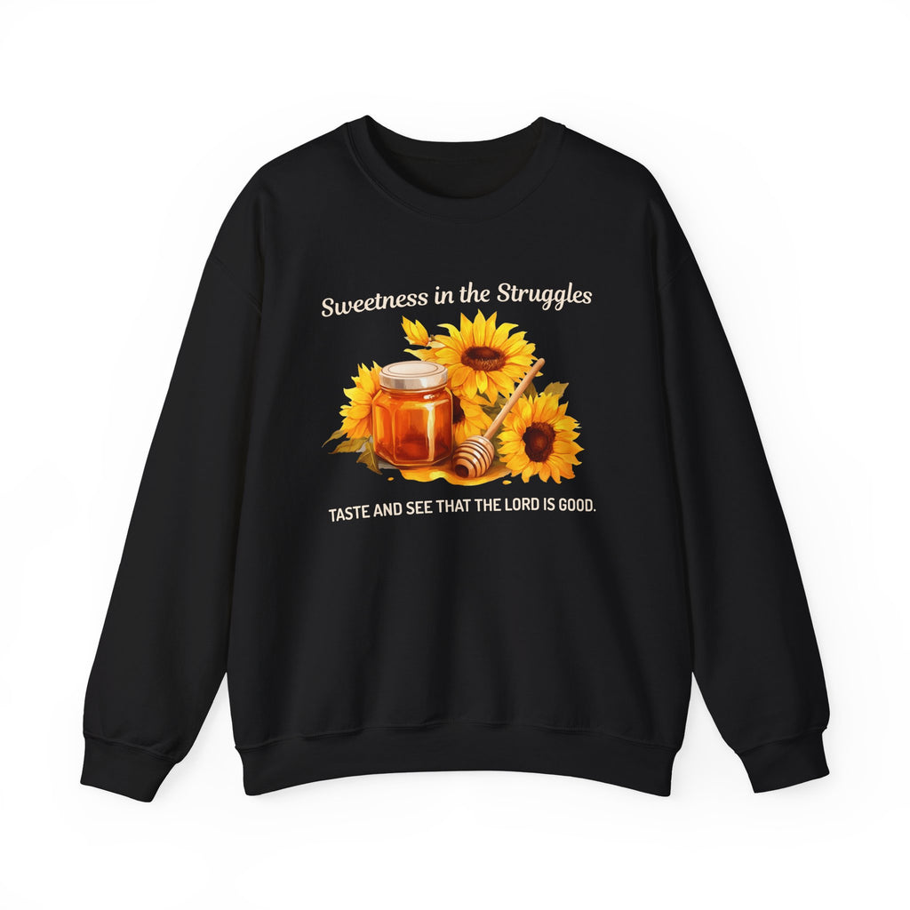 Christian Sweatshirt – “Sweetness in the Struggle” | Faith-Based Crewneck for Women