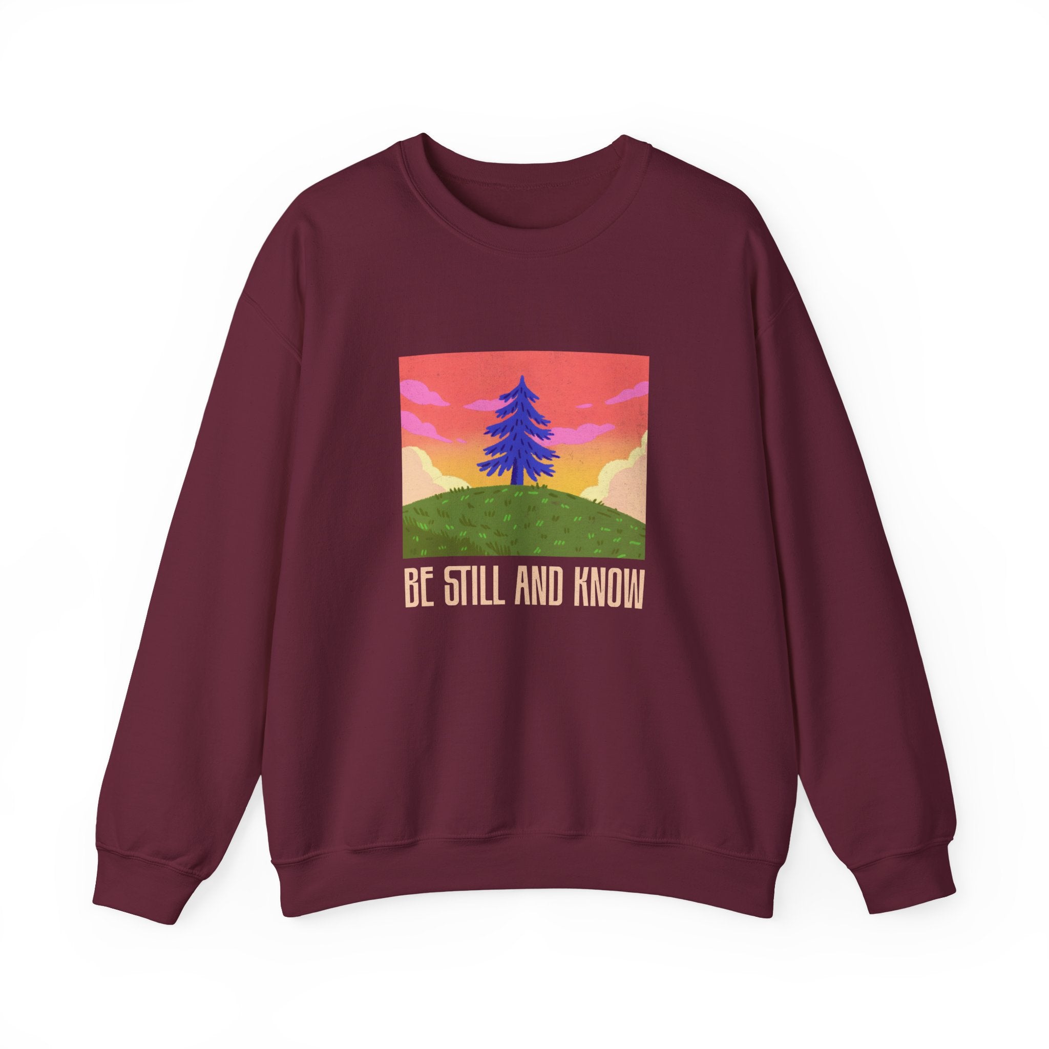 Christian Sweatshirt – “Be Still and Know” | Unisex Faith-Based Crewneck