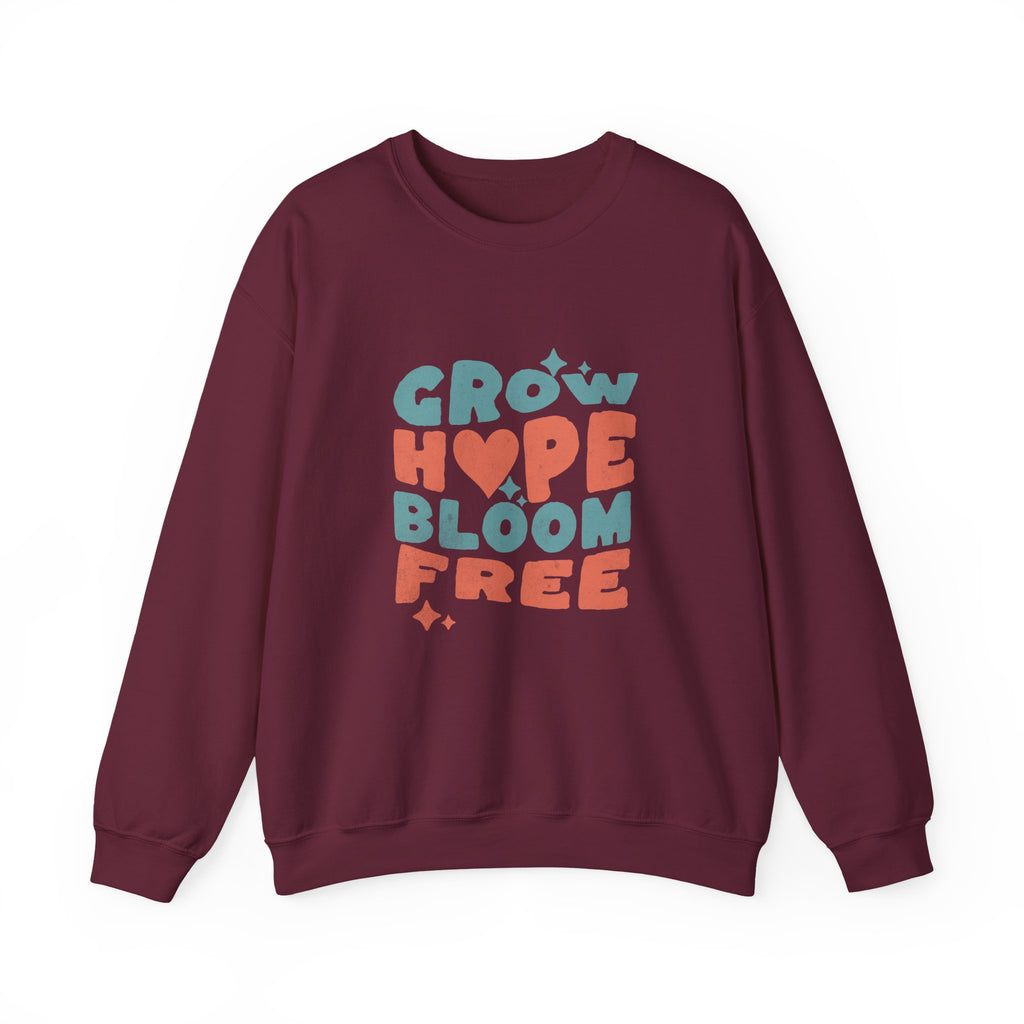 Classic Gildan 18000 Unisex Sweatshirt – Grow Hope, Bloom Free | Christian Faith Apparel
