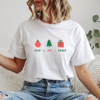 Christian Christmas T-Shirt – “Love, Joy, Peace” | Comfort Colors 1717 Unisex Faith Tee