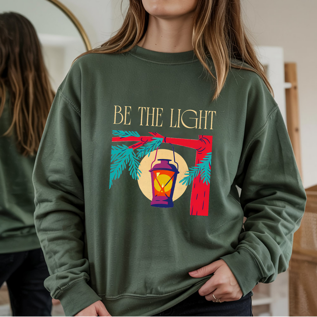 Christian Sweatshirt – “Be the Light” | Unisex Faith-Based Crewneck