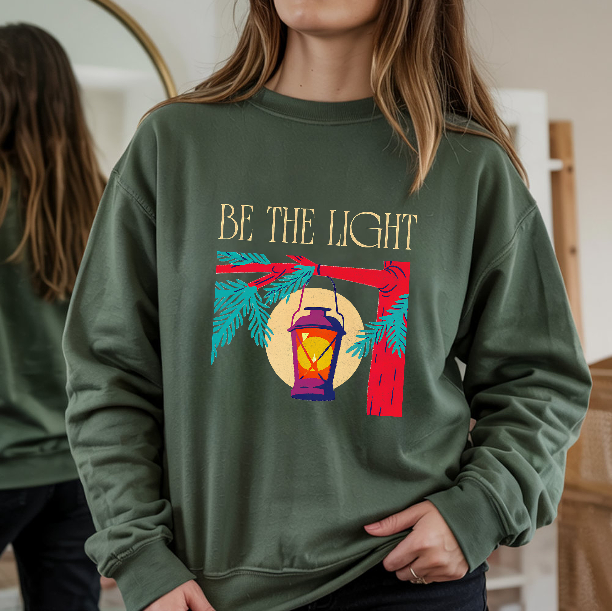 Christian Sweatshirt – “Be the Light” | Unisex Faith-Based Crewneck