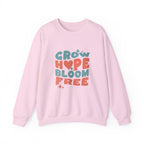 Classic Gildan 18000 Unisex Sweatshirt – Grow Hope, Bloom Free | Christian Faith Apparel