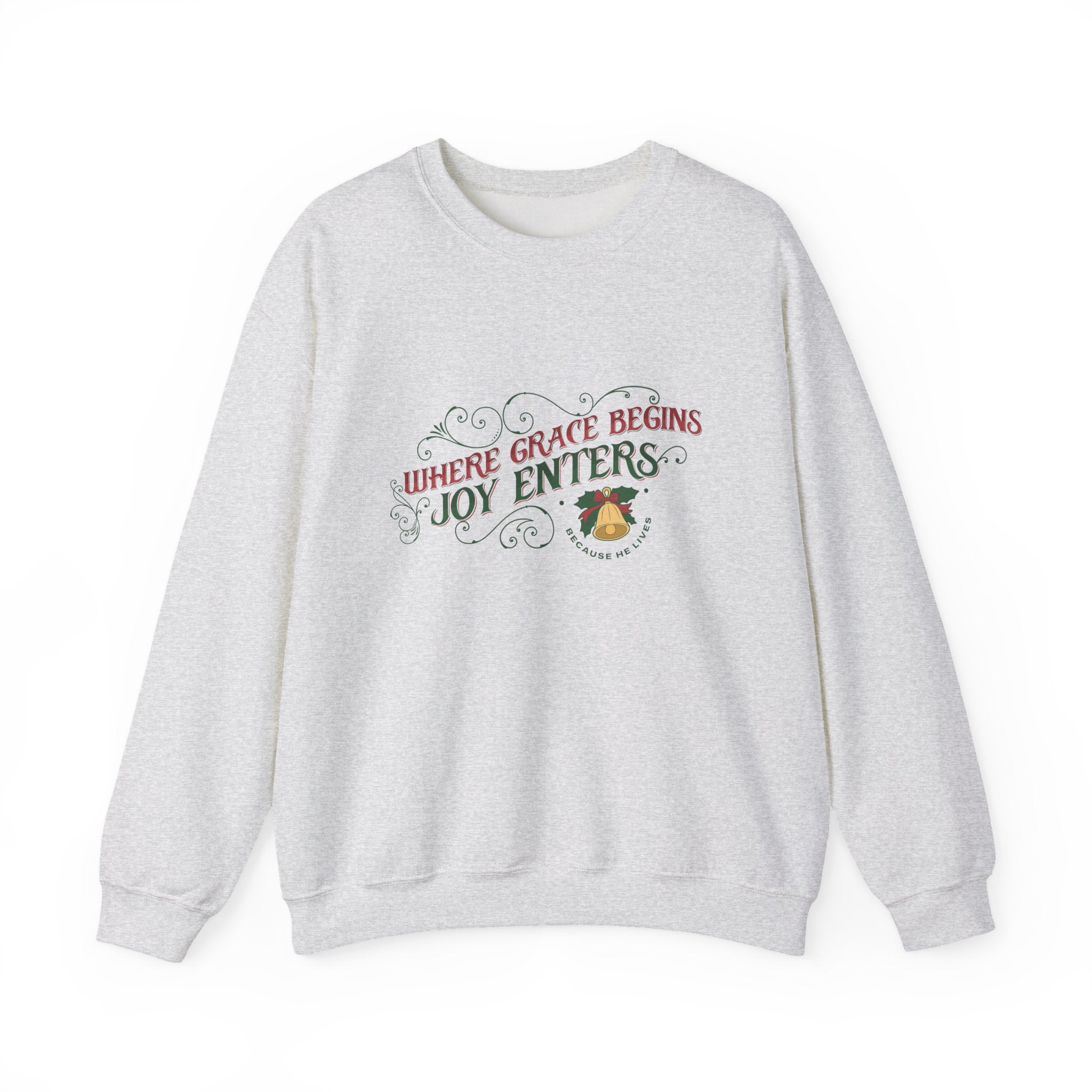 Christmas Collection – “Where Grace Begins, Joy Enters” Sweatshirt | Christian Apparel & Gifts