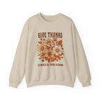 Christian Sweatshirt – “Give Thanks, He Makes All Things Blossom” | Unisex Faith-Based Crewneck