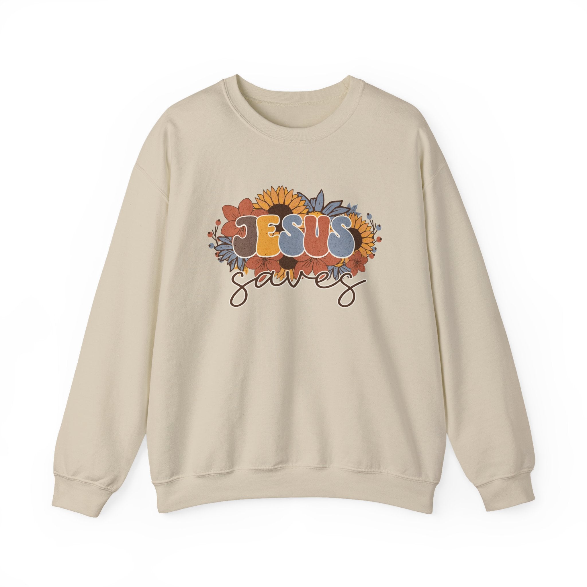 Christian Sweatshirt – “Jesus Saves” | Unisex Faith-Based Crewneck for Everyday Wear