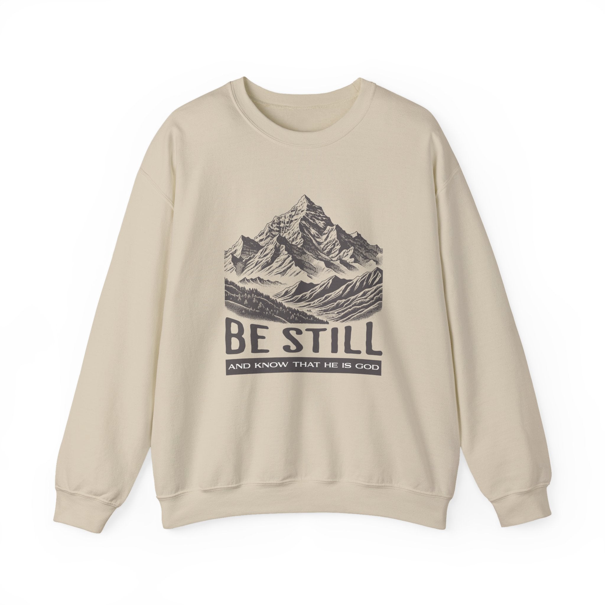 Christian Sweatshirt – “Be Still and Know That He Is God” | Faith-Based Unisex Crewneck