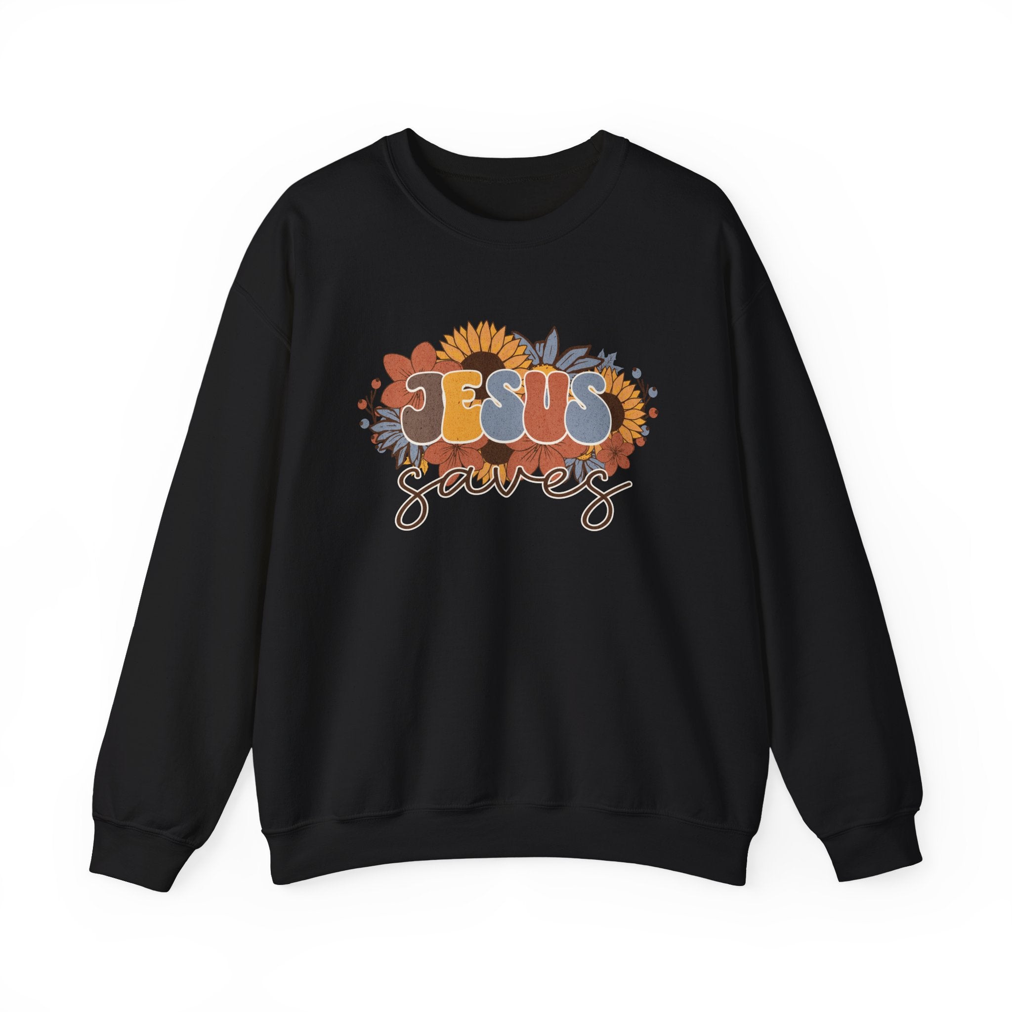 Christian Sweatshirt – “Jesus Saves” | Unisex Faith-Based Crewneck for Everyday Wear