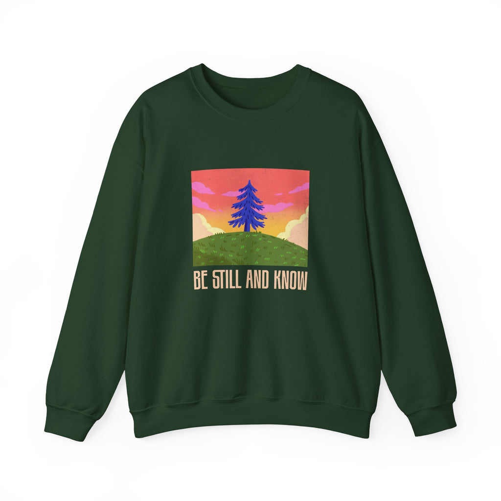 Christian Sweatshirt – “Be Still and Know” | Unisex Faith-Based Crewneck