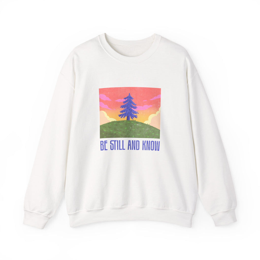Christian Sweatshirt – “Be Still and Know” | Unisex Faith-Based Crewneck