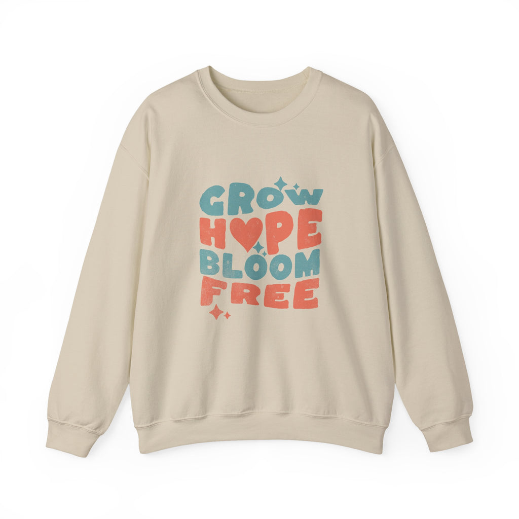 Classic Gildan 18000 Unisex Sweatshirt – Grow Hope, Bloom Free | Christian Faith Apparel