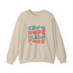 Classic Gildan 18000 Unisex Sweatshirt – Grow Hope, Bloom Free | Christian Faith Apparel