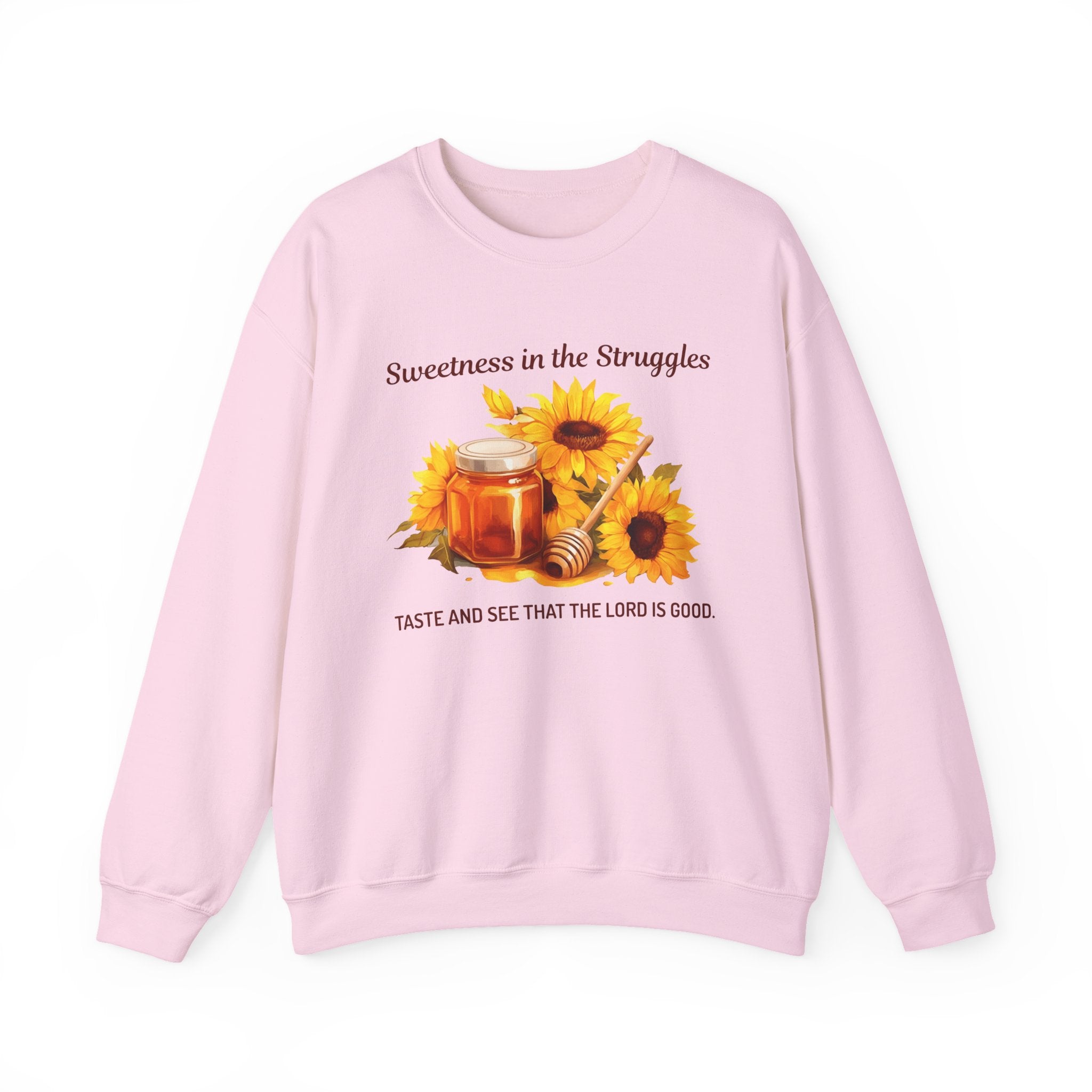 Christian Sweatshirt – “Sweetness in the Struggle” | Faith-Based Crewneck for Women