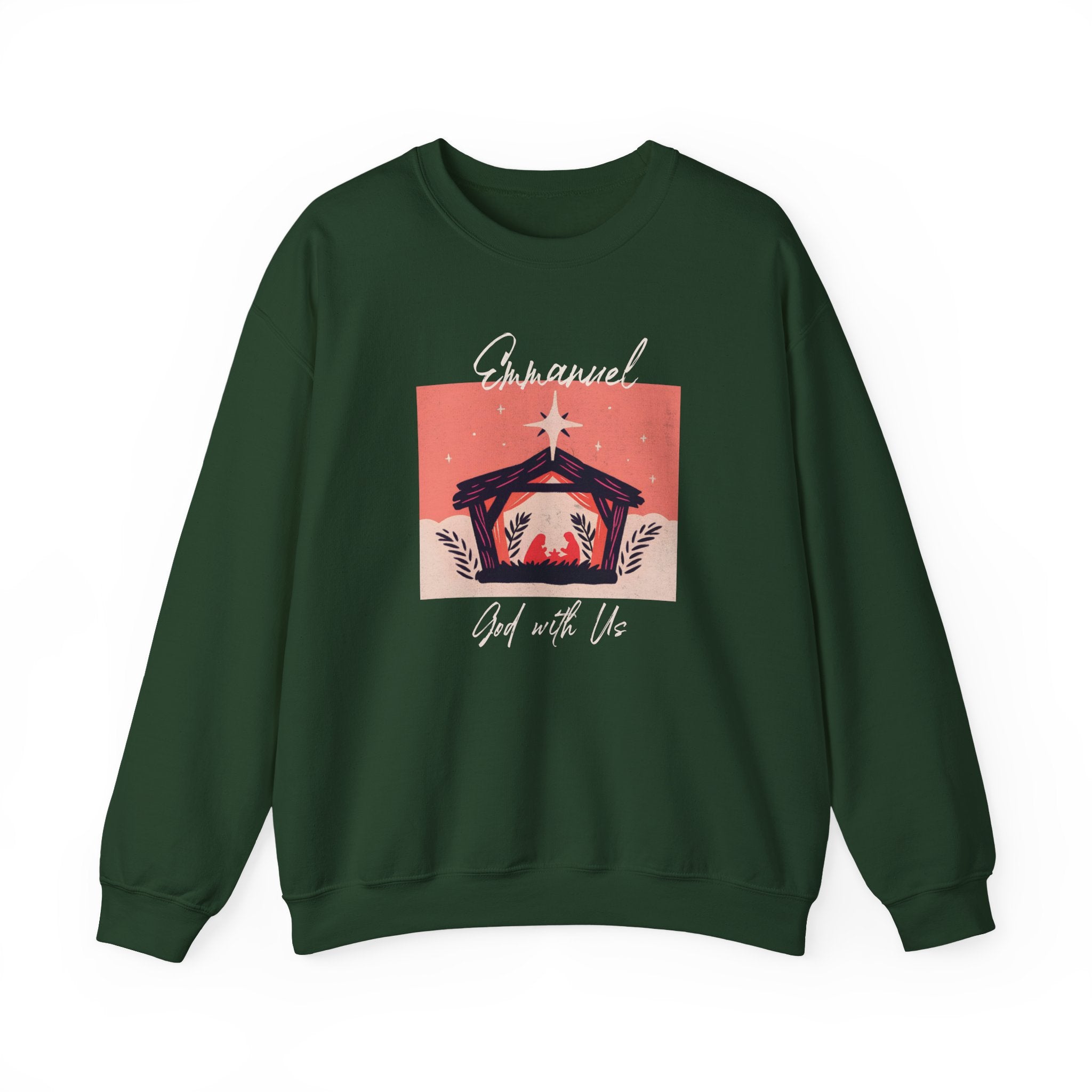 Christian Christmas Sweatshirt – “Emmanuel: God With Us” | Unisex Faith-Based Holiday Crewneck