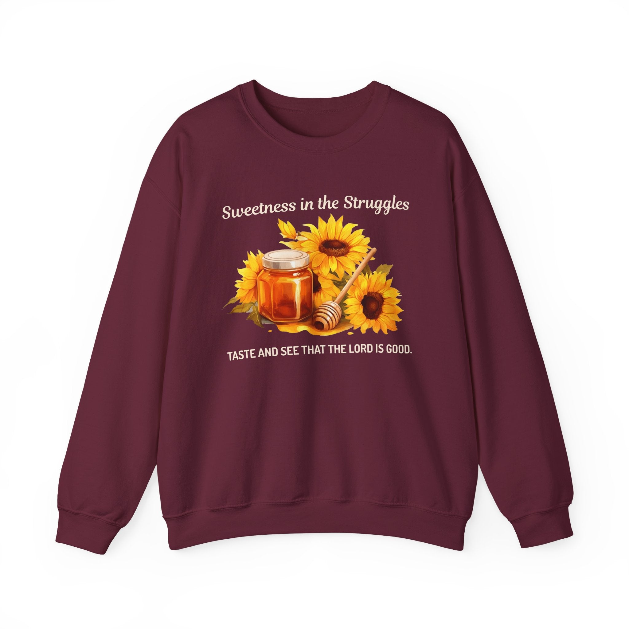 Christian Sweatshirt – “Sweetness in the Struggle” | Faith-Based Crewneck for Women