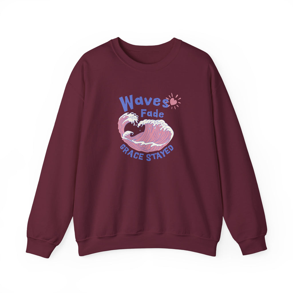 Classic Unisex Sweatshirt – Waves Fade, Grace Stayed | Christian Faith Apparel