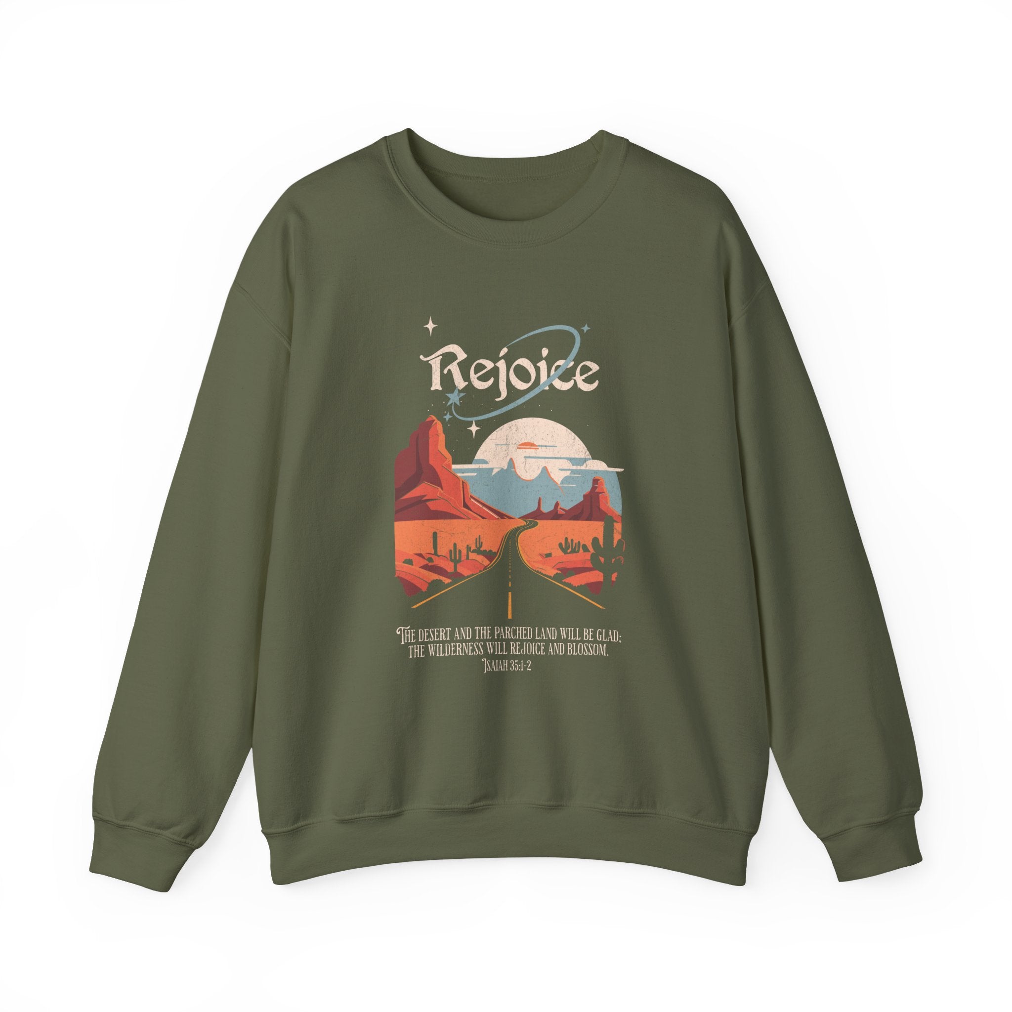 Christian Sweatshirt – “Rejoice, The Wilderness Will Rejoice and Blossom” | Unisex Faith-Based Crewneck