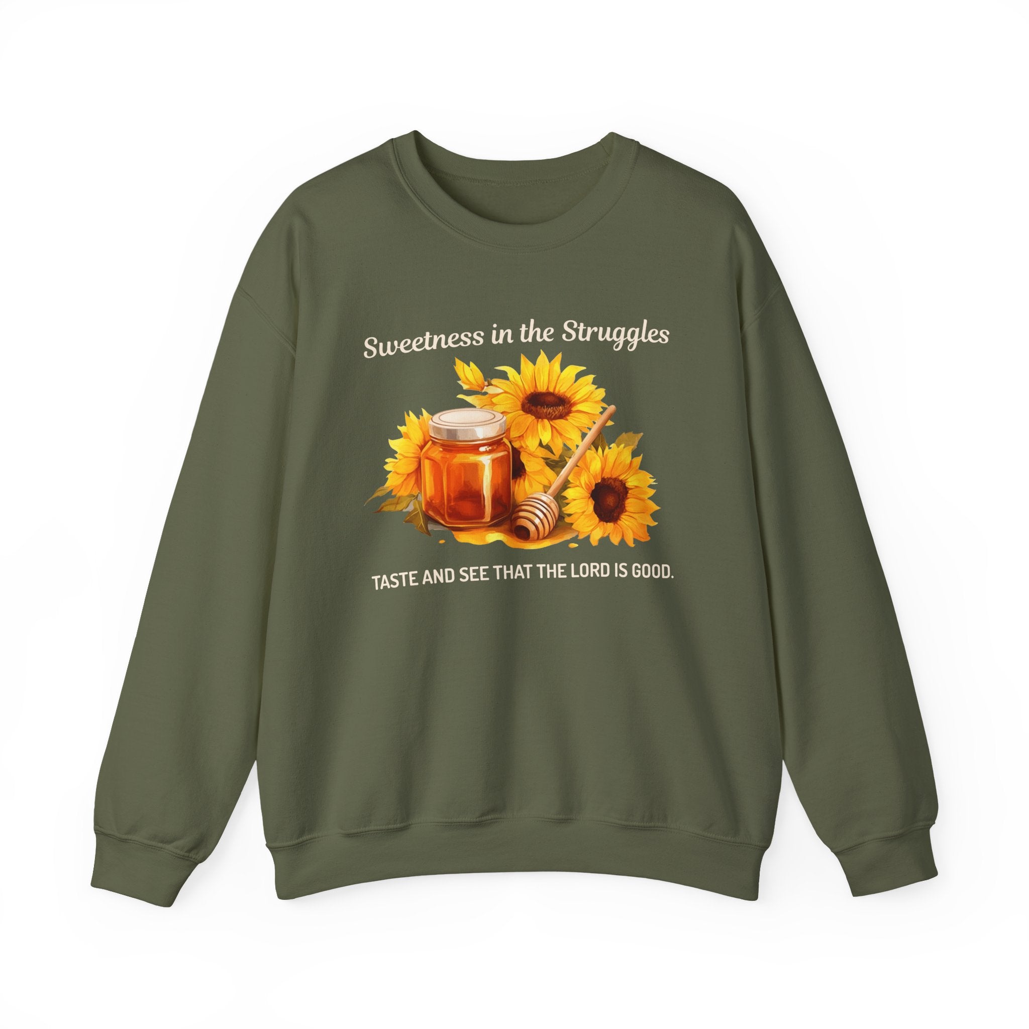 Christian Sweatshirt – “Sweetness in the Struggle” | Faith-Based Crewneck for Women
