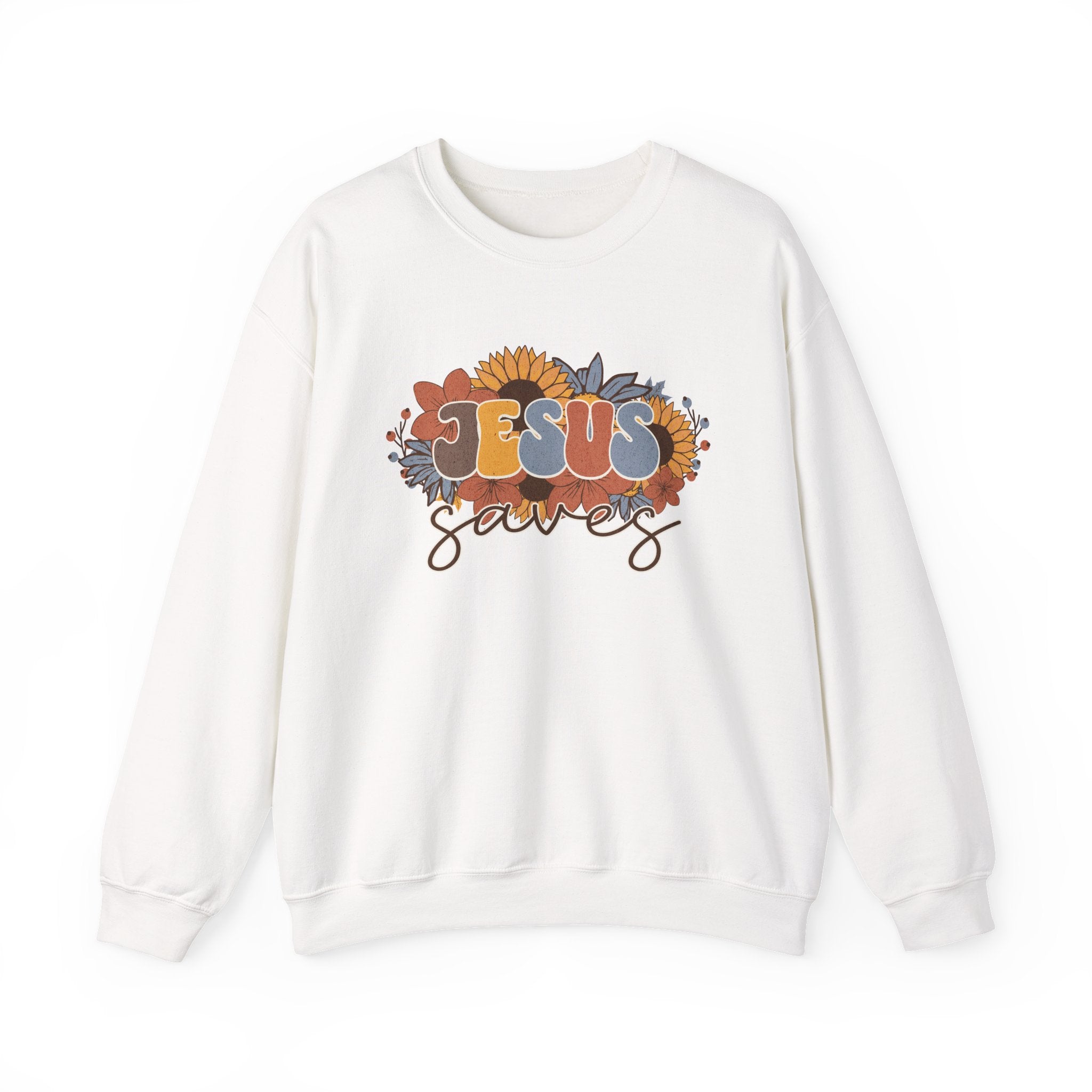 Christian Sweatshirt – “Jesus Saves” | Unisex Faith-Based Crewneck for Everyday Wear