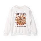 Christian Sweatshirt – “Give Thanks, He Makes All Things Blossom” | Unisex Faith-Based Crewneck