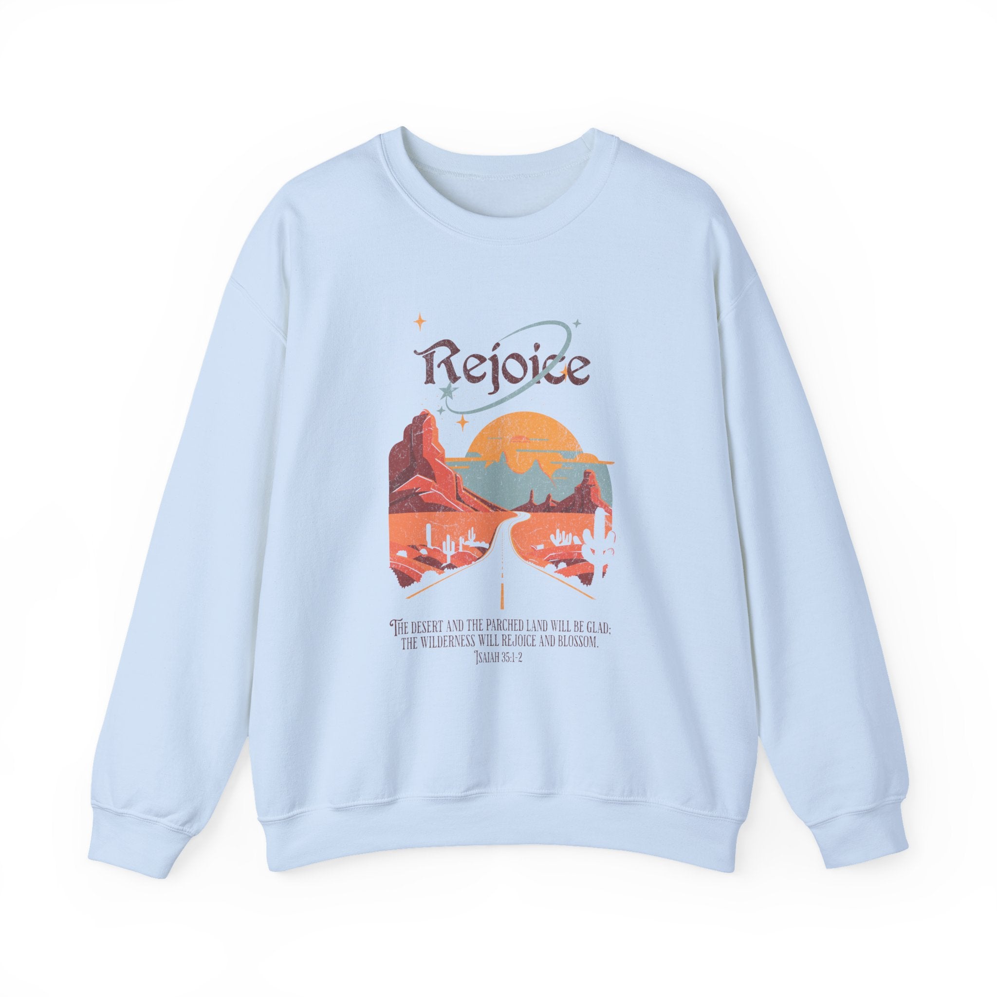 Christian Sweatshirt – “Rejoice, The Wilderness Will Rejoice and Blossom” | Unisex Faith-Based Crewneck