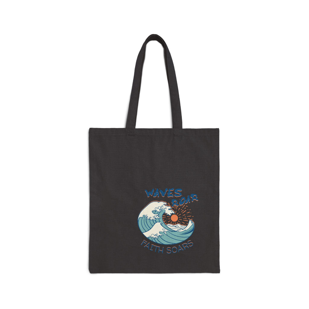 Christian Tote Bag – “Wave Roared, Faith soared” | Faith-Based Gift for Women