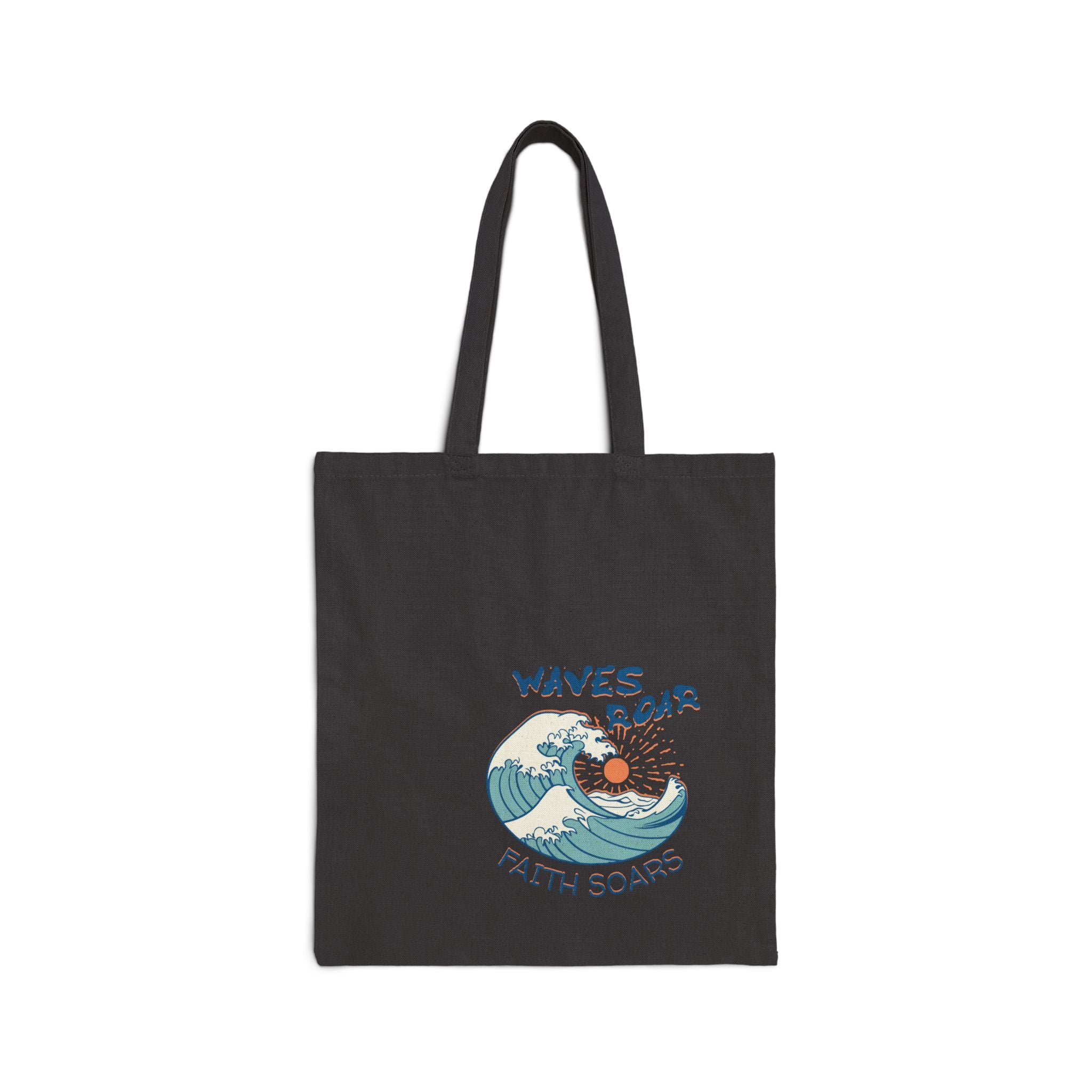 Christian Tote Bag – “Wave Roared, Faith soared” | Faith-Based Gift for Women