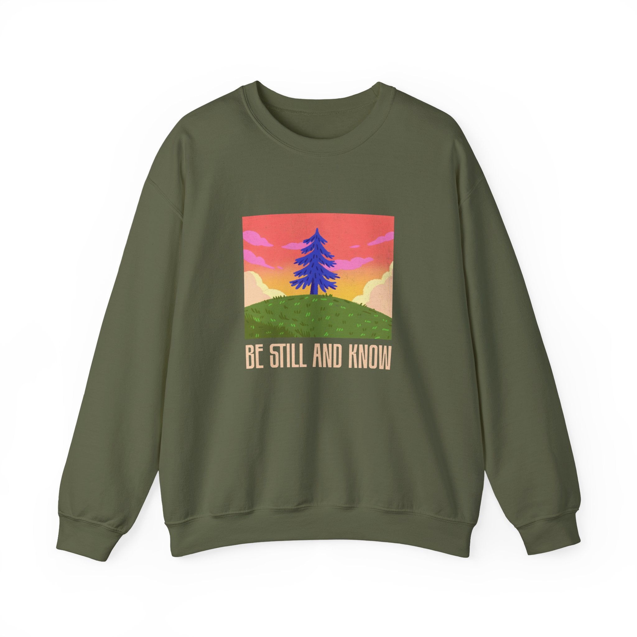 Christian Sweatshirt – “Be Still and Know” | Unisex Faith-Based Crewneck